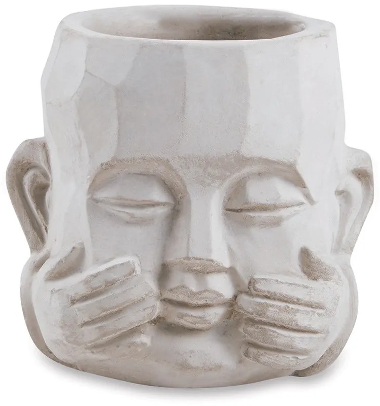 Kit 03 Cachepot Buda Sabedoria Cinza em Cimento 7,5 cm - D'Rossi