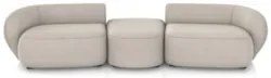 Sofá 3 Lugares Com Puff 252cm Orgânico Lyor Suede Bege Z55  - Mpozenat