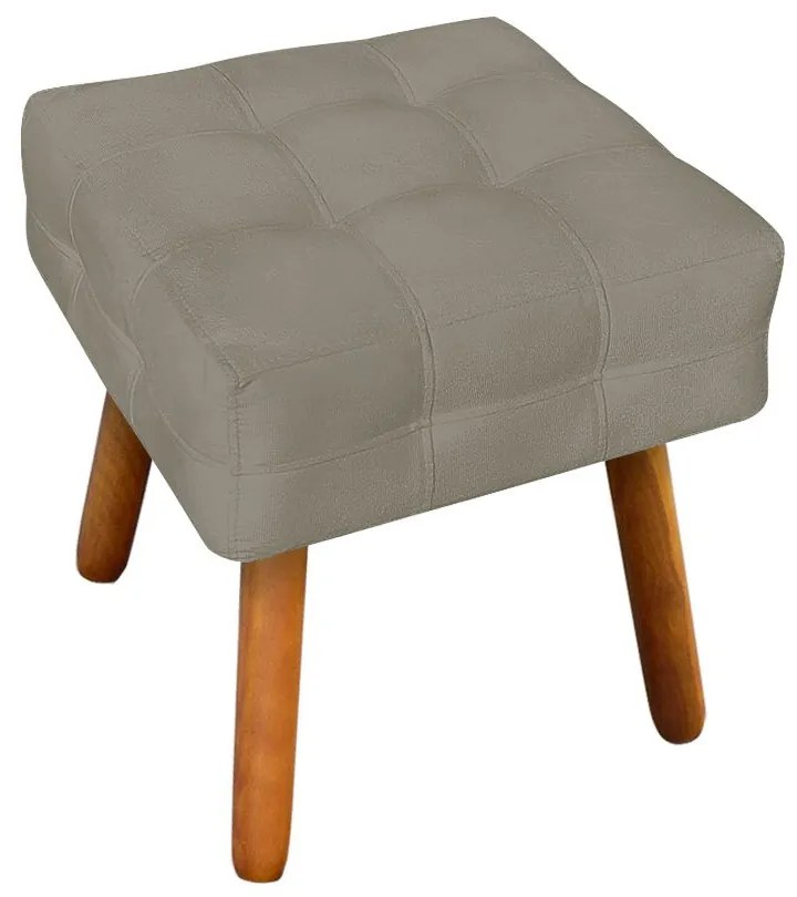Puff Banqueta Decorativo Pé Palito de Madeira Elisa Suede Marrom Rato D03 - D'Rossi