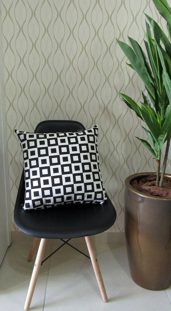 3 Capas para Almofada Soft Turim Geométrico Preto 43x43cm