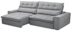 Sofá Retrátil Reclinável 3 Lugares 250cm Damy F05 Veludo Cinza - Mpoze