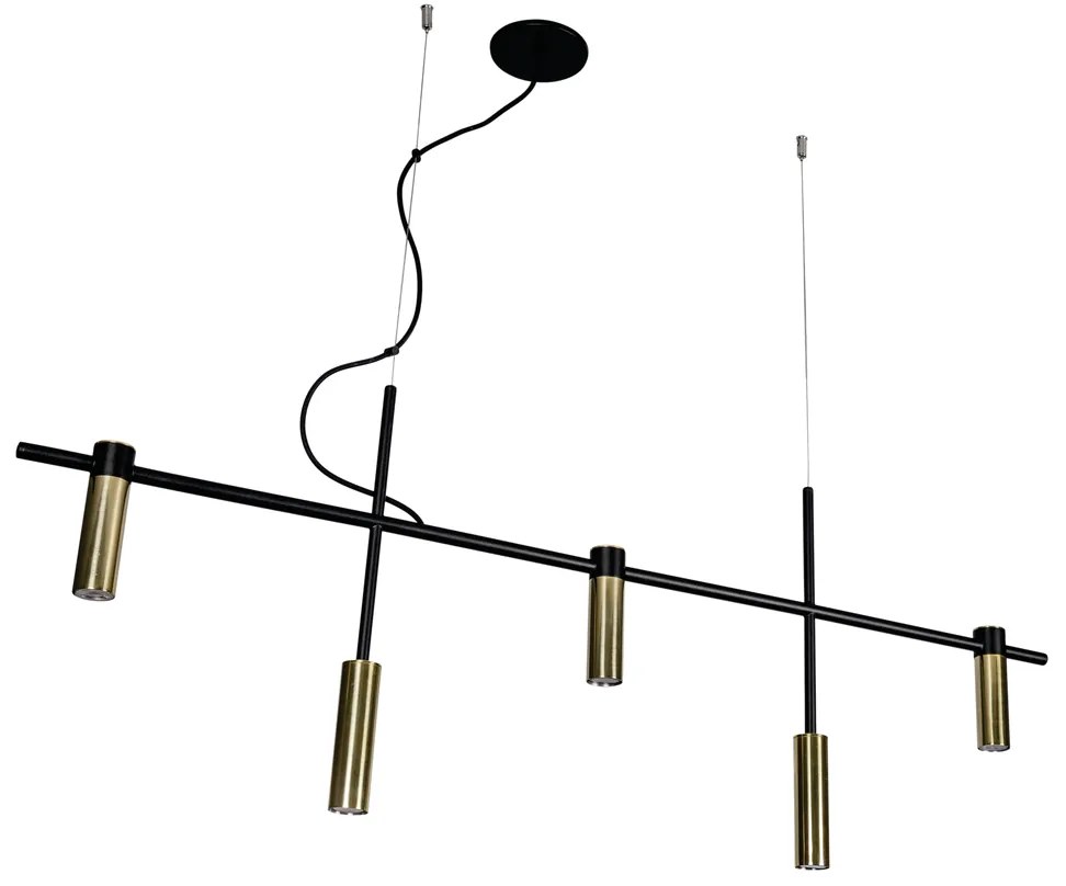 Pendente Barão 121X43Cm 5Xmr11 / Cabo Aço Chumbador + Cabo Rayon | Usi... (FN-F - Fendi Fosco)