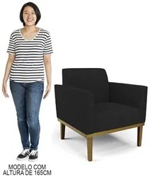 Sofá Namoradeira e 2 Poltronas Base Madeira Castanho Maressa Linho Pre