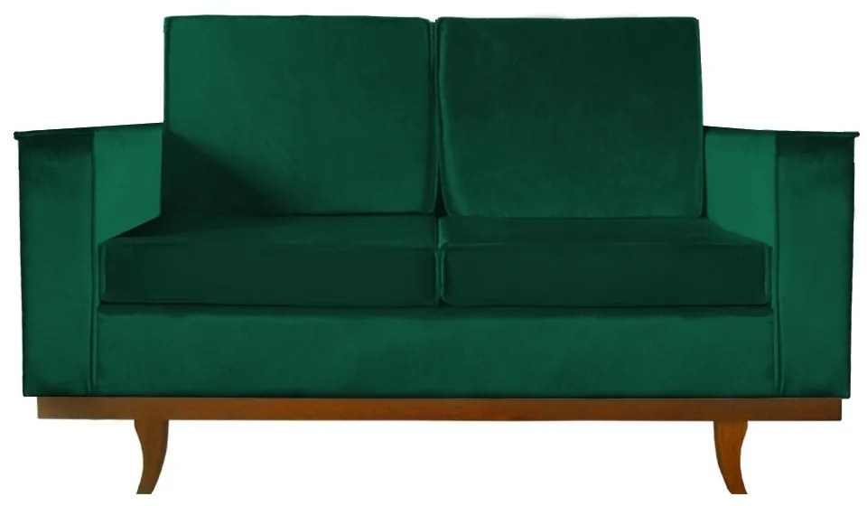Sofá Dubai 2 Lugares Decorativo 1,50 m Sala Veludo Verde Bandeira