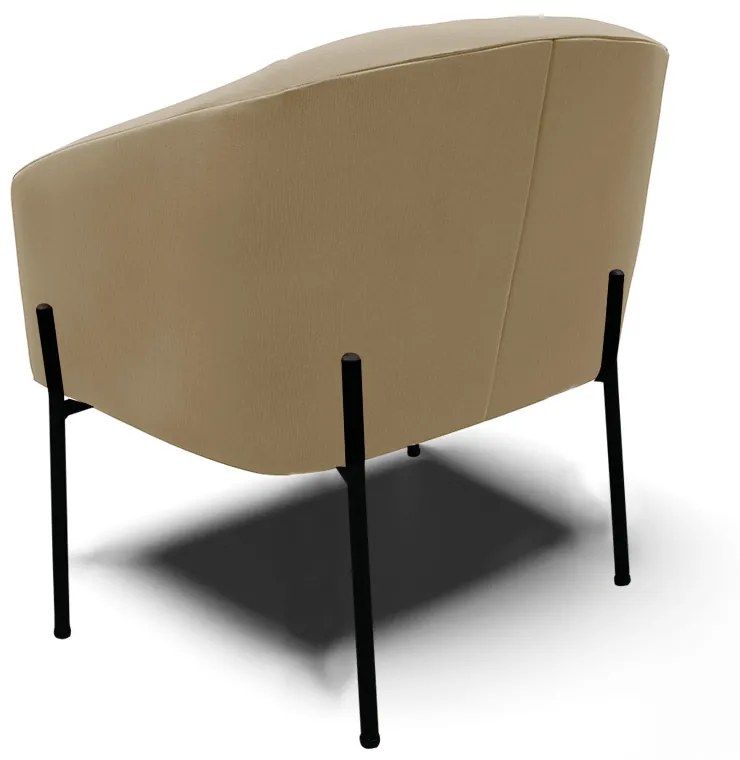 Poltrona Sala Decorativa Pé de Ferro Preto Kit 2 Stella Suede D03 - D'Rossi - Marrom Rato