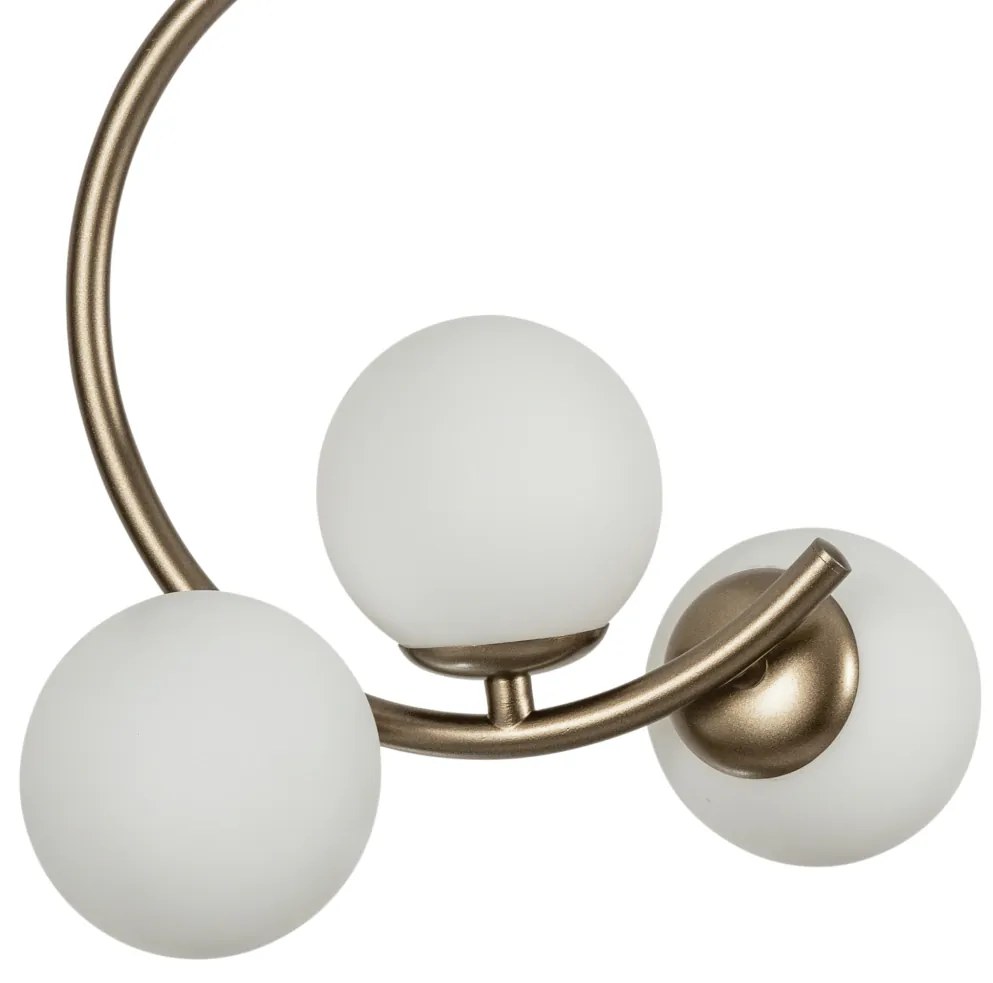 Pendente Astral 42,5X30X23Cm 3Xg9 Globo Ø12Cm - Usina 16940/3 (OL-F / DR-PV - Verde Oliva Fosco / Dourado Brilho Polido Verniz, TRANSPARENTE)