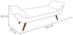Puff Recamier Calçadeira 195cm Pés Palito Madeira Vêneto Z37 Linho Chu