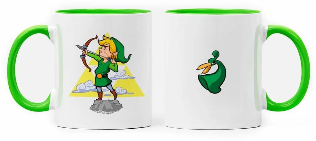 Caneca Link Jogo Zelda Minish Cap com Alça e Interior Verde