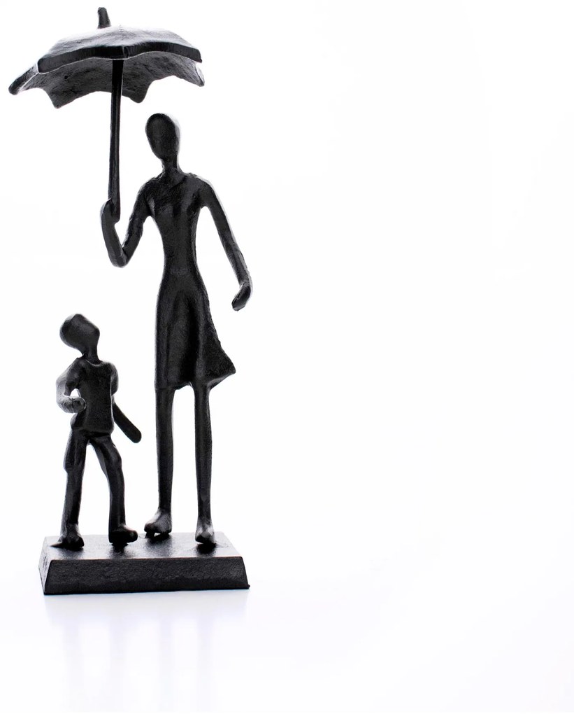 Escultura Decorativa Em Metal Preto Mãe e Filho 22x7,8 Cm - D'Rossi