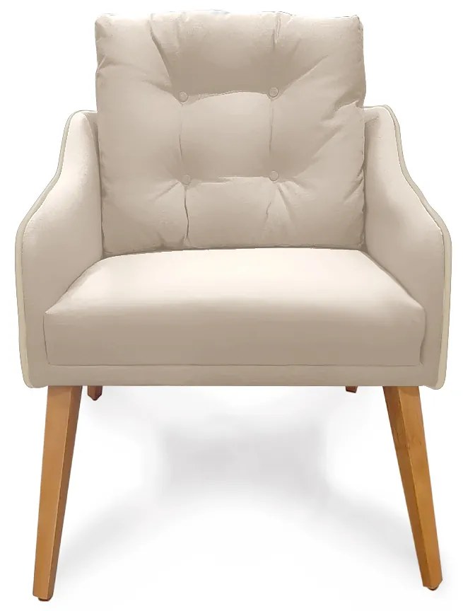 Poltrona Decorativa Delta Pés Palito Corano Bege / Veludo Bege - Sheep Estofados - Bege