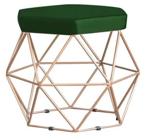 Puff Decorativo Base Gold Elsa Suede Verde G41 - Gran Belo