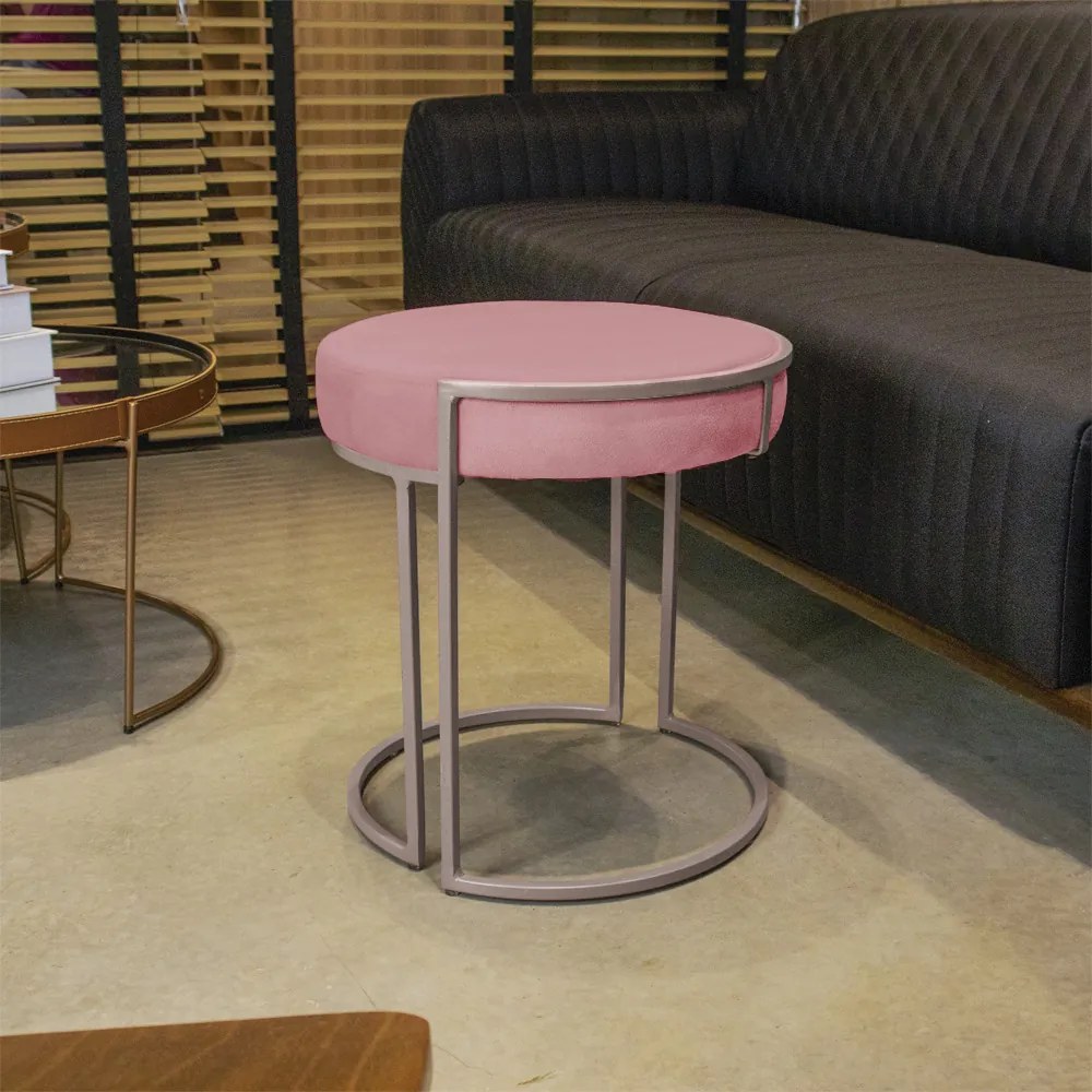 Puff Love Suede Rose Base Industrial Cobre - D'Rossi