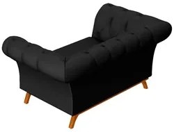 Sofá 150cm 2 Lugares Base Madeira Império C-300 Veludo Preto - Domi