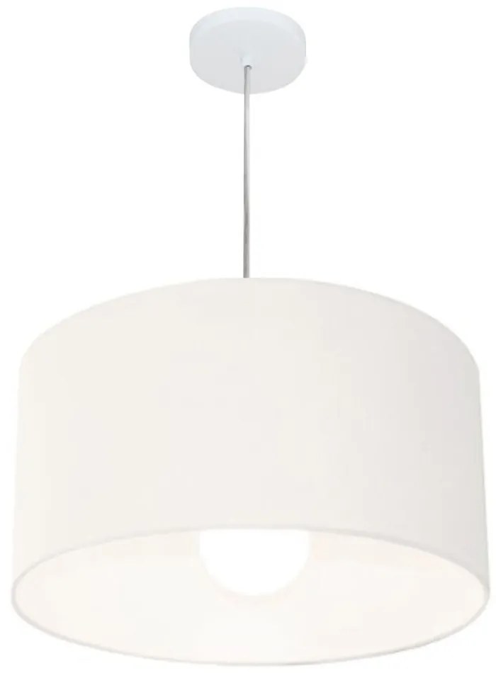 Lustre Pendente Cilíndrico Md-4205 Cúpula em Tecido 45x30cm Branco - Bivolt