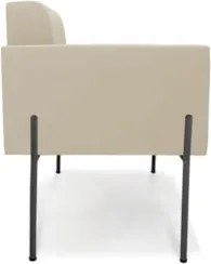 Poltrona Para Sala Pé Metal Preto Kit 2 Ana Suede Bege - Ibiza