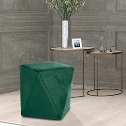 Kit 2 Puffs Decorativos Ametista C-303 Veludo Verde - Domi