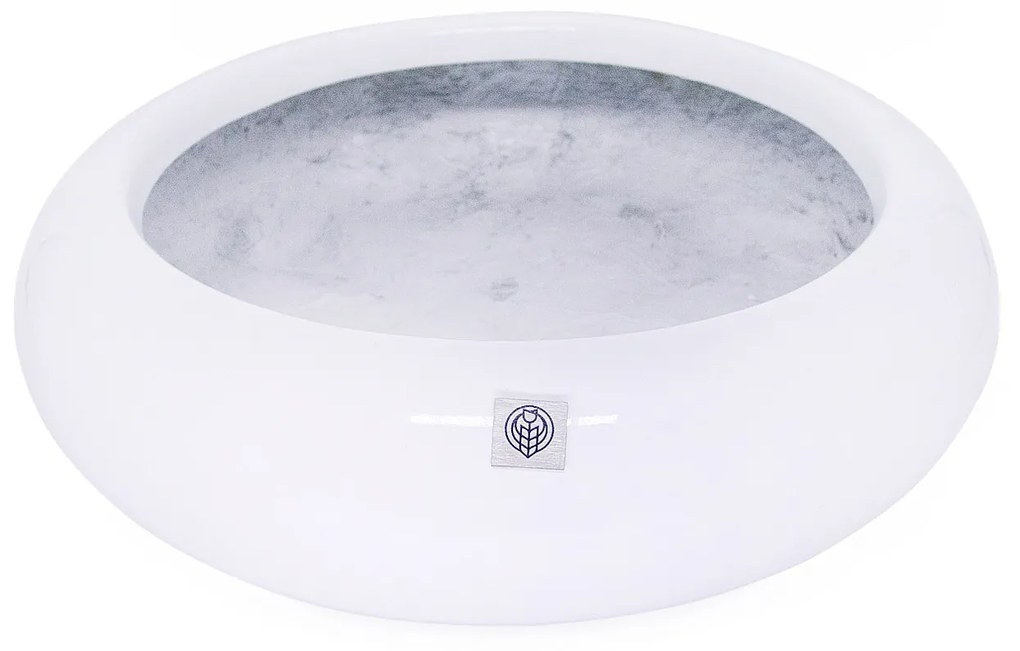 Vaso Bacia Decorativo Redondo Branco M 13x40 cm - D'Rossi