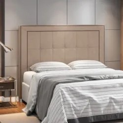 Cabeceira Cama Box Casal Queen 160cm Paolla Z37 Veludo Bege - Mpozenat