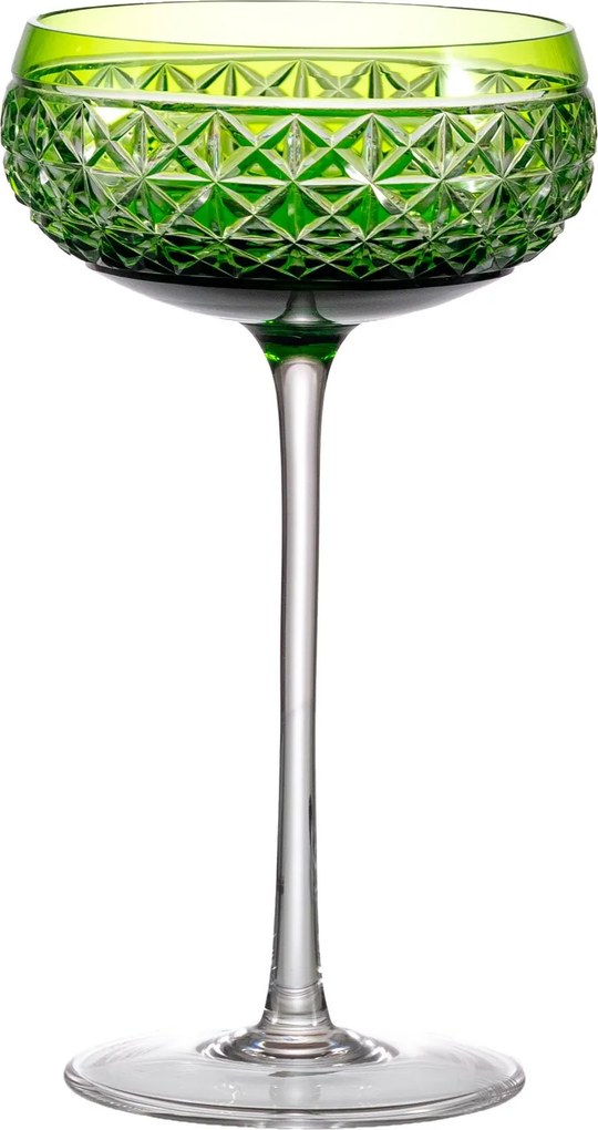 Taça de Cristal Coupe Lapidada p/ Champagne 200ml Verde Claro