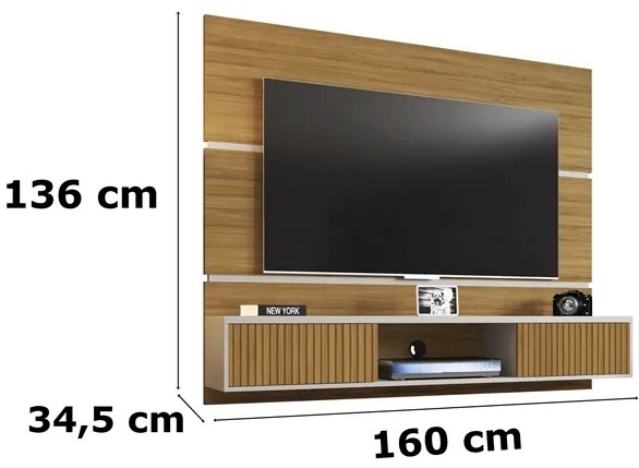 Painel Para TV Âmbar Cinamomo Off White Ripado – Bechara Móveis