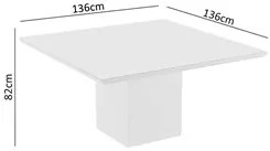 Mesa de Jantar Quadrada 136cm Laca Adelle N04 Branco - Mpozenato