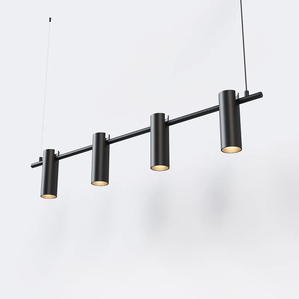 Pendente Tube Transpass Barra Linear Simetrico 5,7X16,7X95Cm Alumínio... (PRETO)