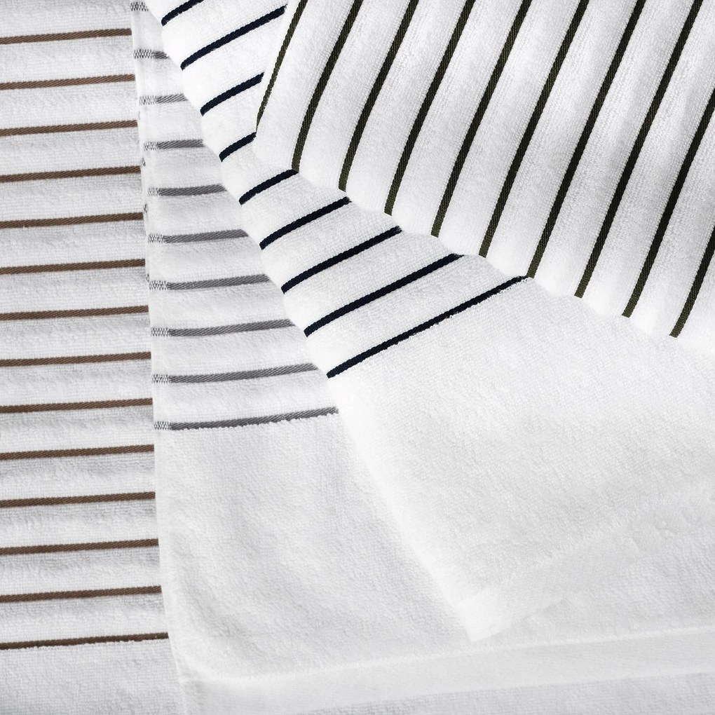 Toalha de Praia Trussardi 100% Algodão Rigato - Branco e Ardósia  Branco e Ardósia