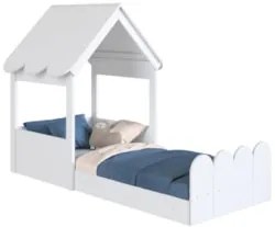 Cama Solteiro Infantil Montessoriana Casinha Nana Branco C06 - Mpozena
