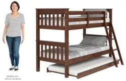 Treliche Solteiro Juvenil com Escada Móvel Joy Z40 Castanho Acetinado