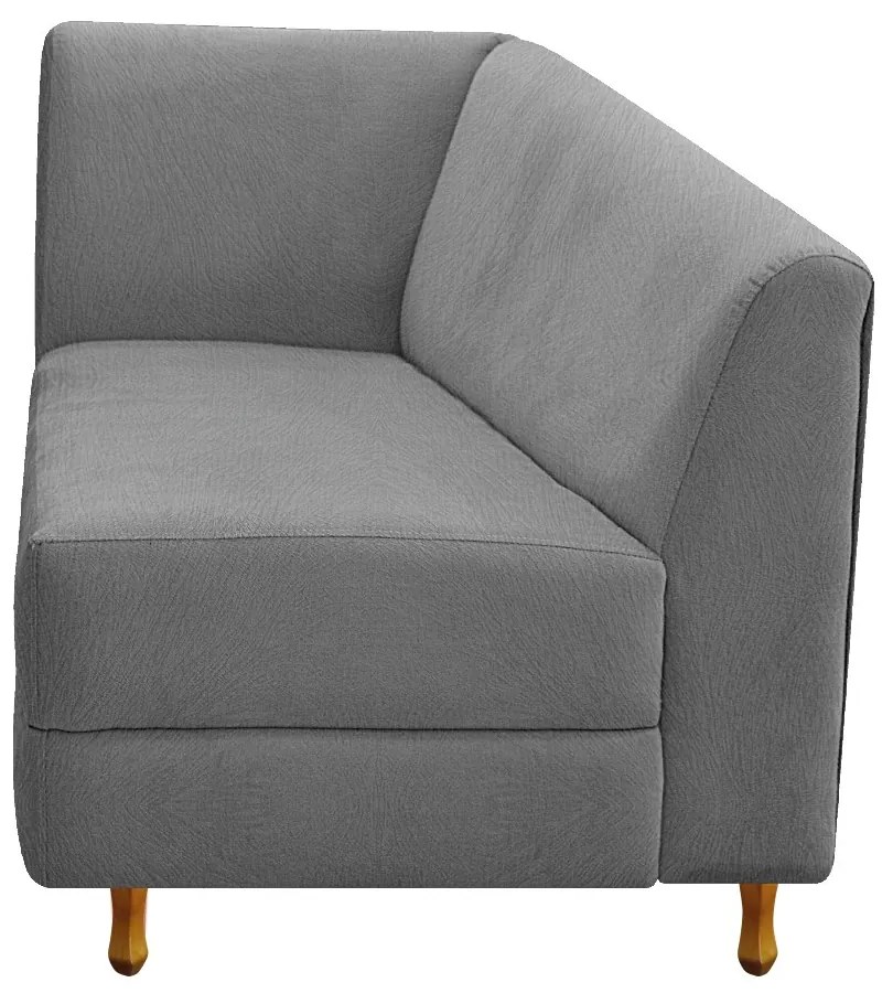 Recamier Valéria 185cm Lado Direito Suede Cinza - ADJ Decor