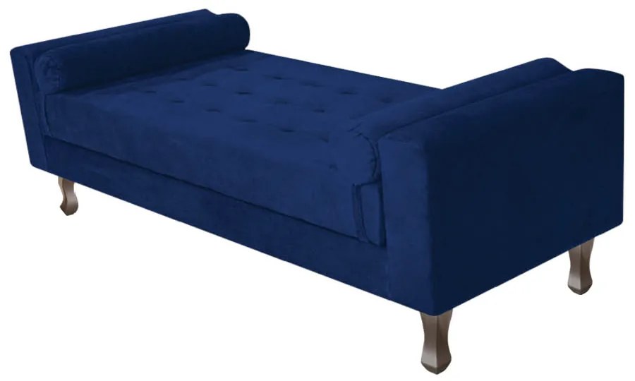 Kit Cabeceira Lady e Recamier Félix 140 cm Casal Suede Azul Marinho - ADJ Decor