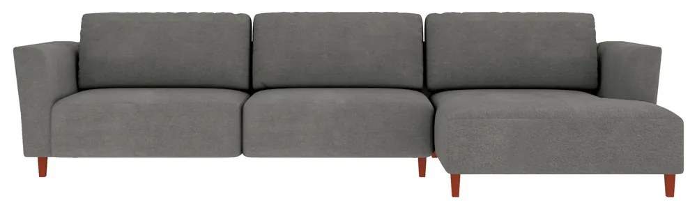 Sofá 370cm com Chaise Direita Franz Suede Grafite G52 - Gran Belo