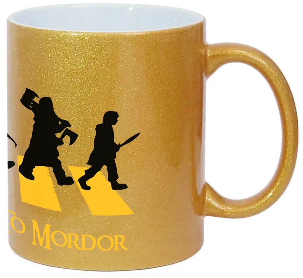 Caneca Road to Mordor Senhor dos Anéis Dourada