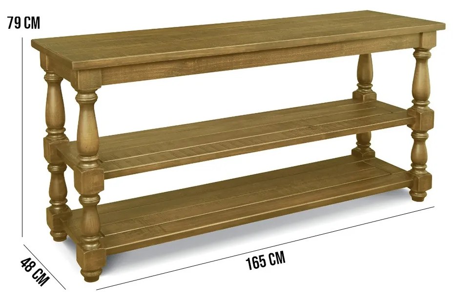 Aparador Mesa Console Para Sala de Estar com Prateleiras Fiore 165x48 Oregon G04 - Gran Belo