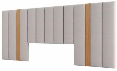 Cabeceira Estofada para Cama de Casal 300 cm Freijó/Linho Cinza Claro TW196 Dalla Costa