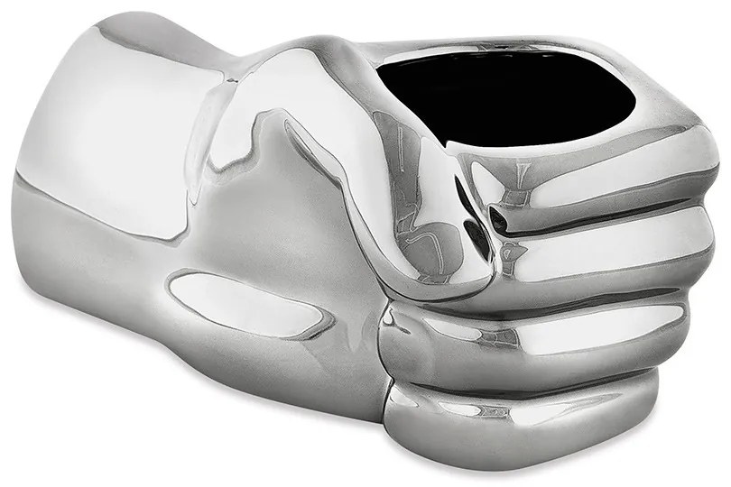 Cachepot "Mao Prata" Em Ceramica 7,5x15 cm M02 - D'Rossi