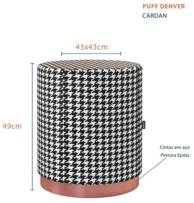 Puff Decorativo Redondo Denver Suede Cardan - Sheep Estofados - Colorido