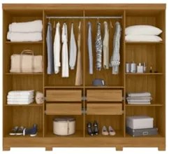 Guarda Roupa Casal com Espelho 8 Portas 236cm Ágata Z17 Freijó/Cinza -