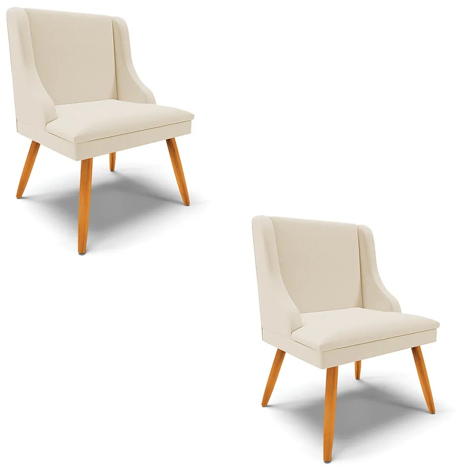 Kit 2 Cadeiras de Jantar Liz Linho Pés Palito Castanho D03 - D'Rossi  - A19 Bege