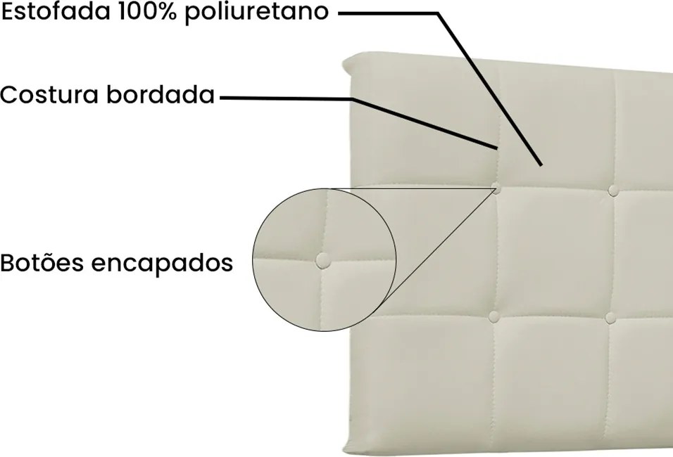 Painel Verona Para Cama Box King 195 cm Corino S04 - D'Rossi - Bege