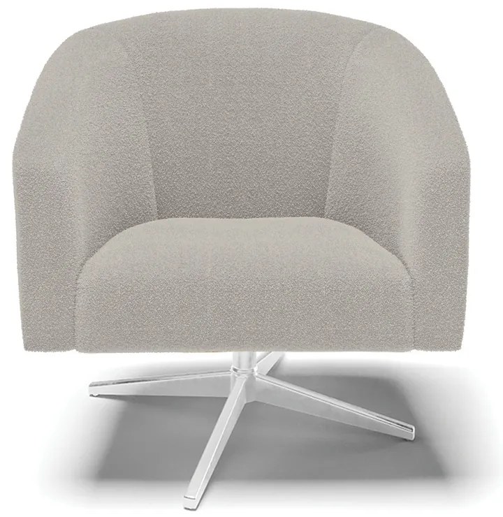 Poltrona Decorativa Giratória Cromada Stella Bouclê D03 - D'Rossi - Cinza
