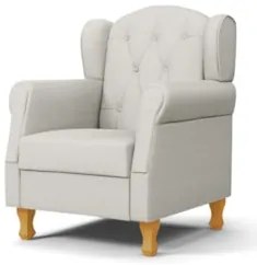 Poltrona de Amamentação Pés Madeira e Puff Lucy Z39  Linho Off White -
