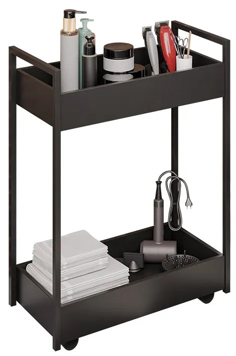 Carrinho de apoio Estética Salão Industrial 2 Prateleiras Orla Pret M13 - D'Rossi - Preto