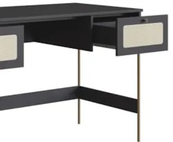 Mesa Escrivaninha Home Office Pé Metal Arlo A10 Nero/Dourado - Mpozena