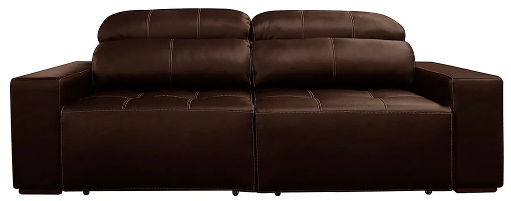 Sofá de Couro 2 Lugares Alabama 230cm USB M06 Cor Café 490 - ADJ DECOR