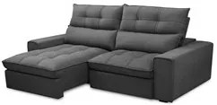 Sofá Retrátil Reclinável 3 Lugares 210cm Damy F05 Veludo Grafite - Mpo