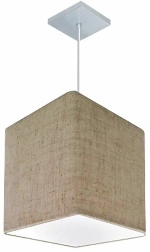 Lustre Pendente Quadrado Md-4051 Cúpula em Tecido 31/25x25cm Rustico Bege - Bivolt