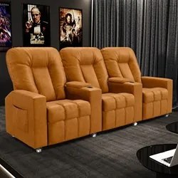 Poltrona Reclinável Para Cinema 3 Lugares Praddo FH9 PU Whisky - Mpoze