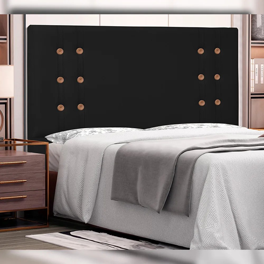 Cabeceira Decorativa 1,40M Kors PU Preto G63 - Gran Belo