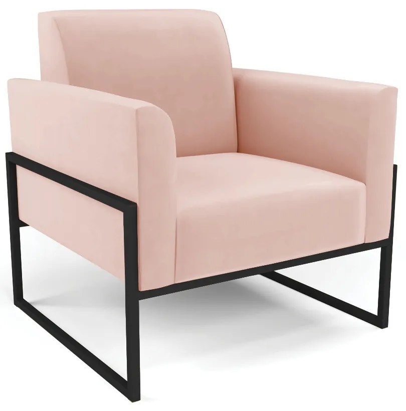 Poltrona Base Industrial Alta Preto Marisa Veludo - Rose